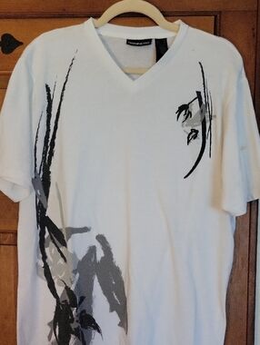 DKNY White V-Neck Graphic Men’s Shirt
